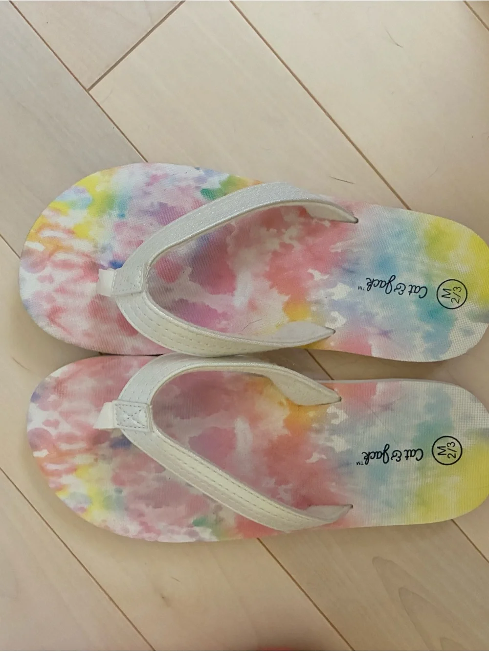 Cat & Jack Kids' Tie-Dye Flip Flops - Pink, Yellow, Blue